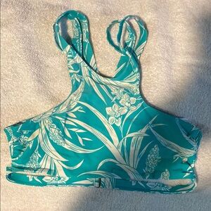 Tori Praver Swimwear Teal Floral Shapewear Top